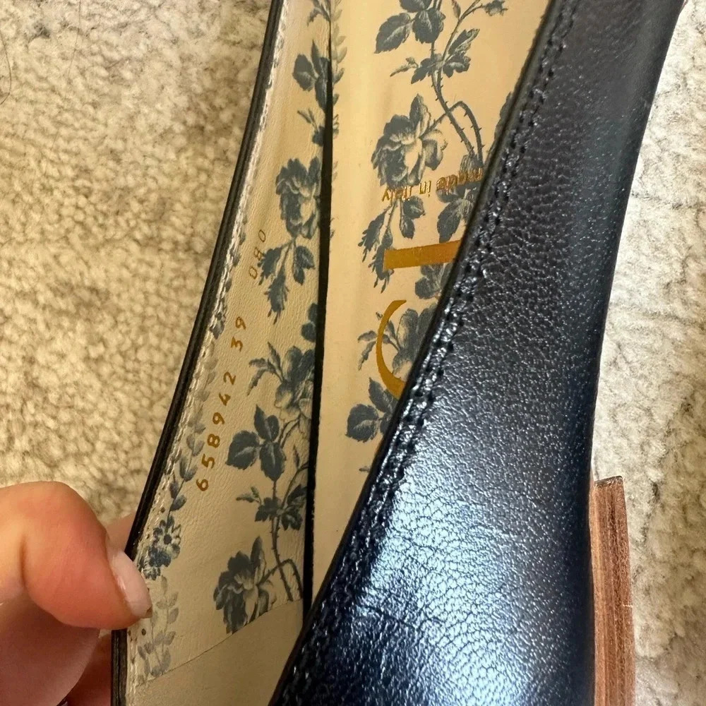 Gucci Hills Black Ballet Designer Flats, Interlocking G logo, size 9, pre-owned - Picture 7 of 10
